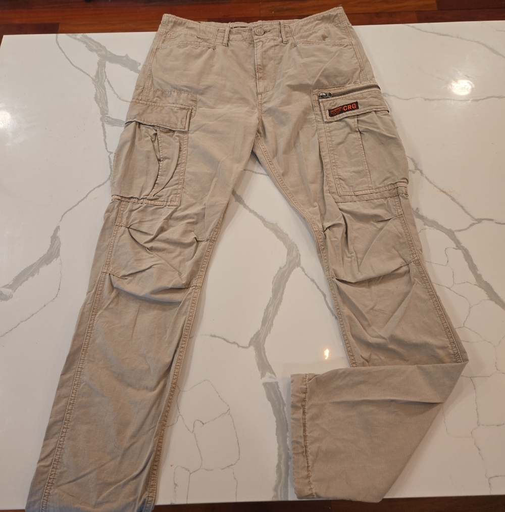 Superdry Cargo 04 Straight Leg Cotton Convertible Joggers Tan Size 34 Mens